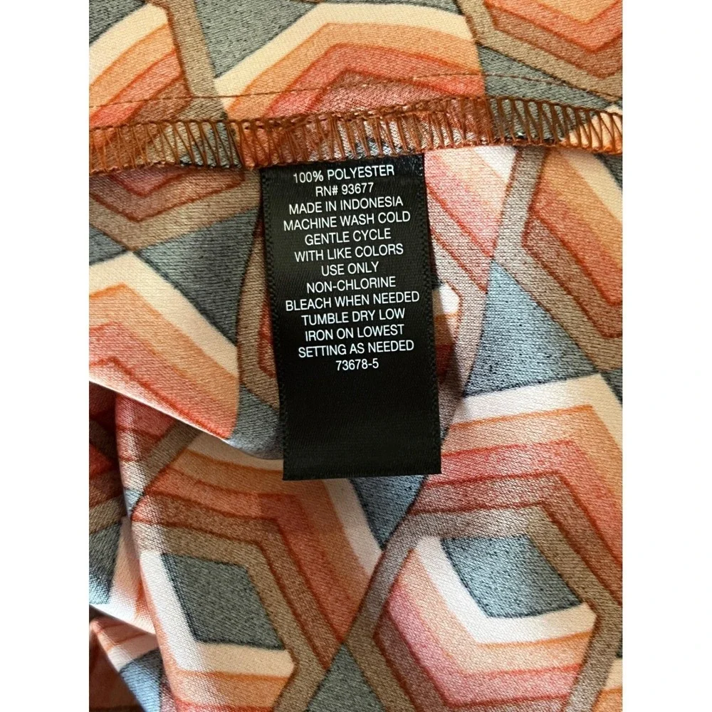 Worthington Women's Geometric Print Long Sleeve Maxi Dress Size 2X Orange - Picture 7 of 7